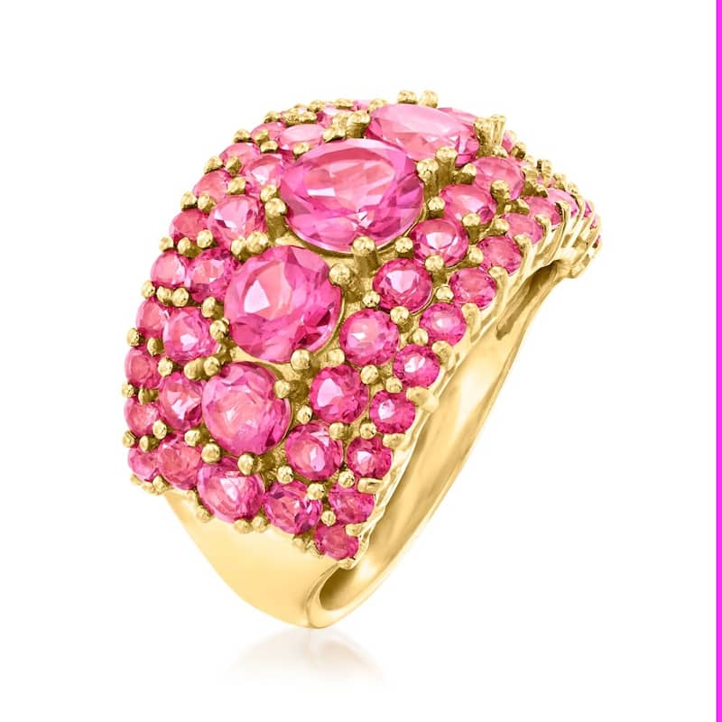 18K Yellow Gold Over Sterling Silver Pink Topaz Ring