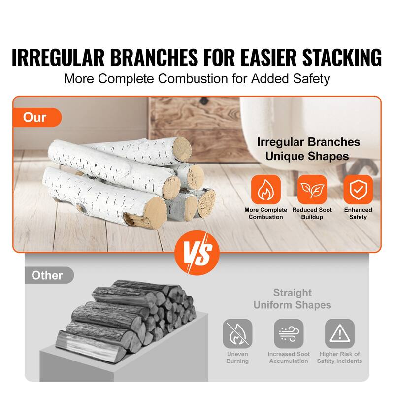 Logs, Gas Fireplace Ceramic Logs for Fire place, Heat-Resistant Wood Log Gas Realistic Logs, Stackable Wood Branches