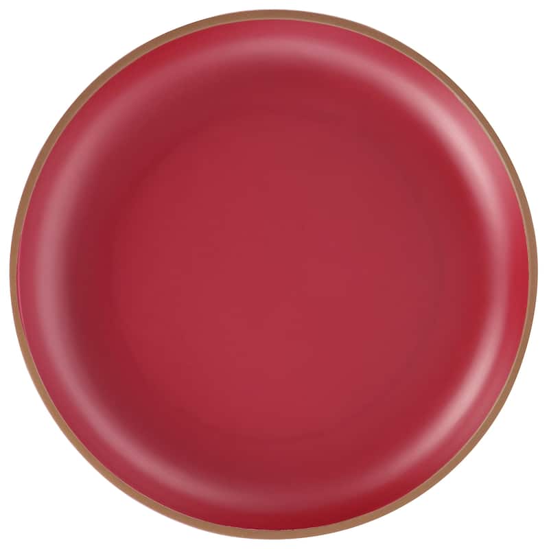 Gibson Home Rockabye 4 Piece Melamine Dinner Plate Set in Dark Pink