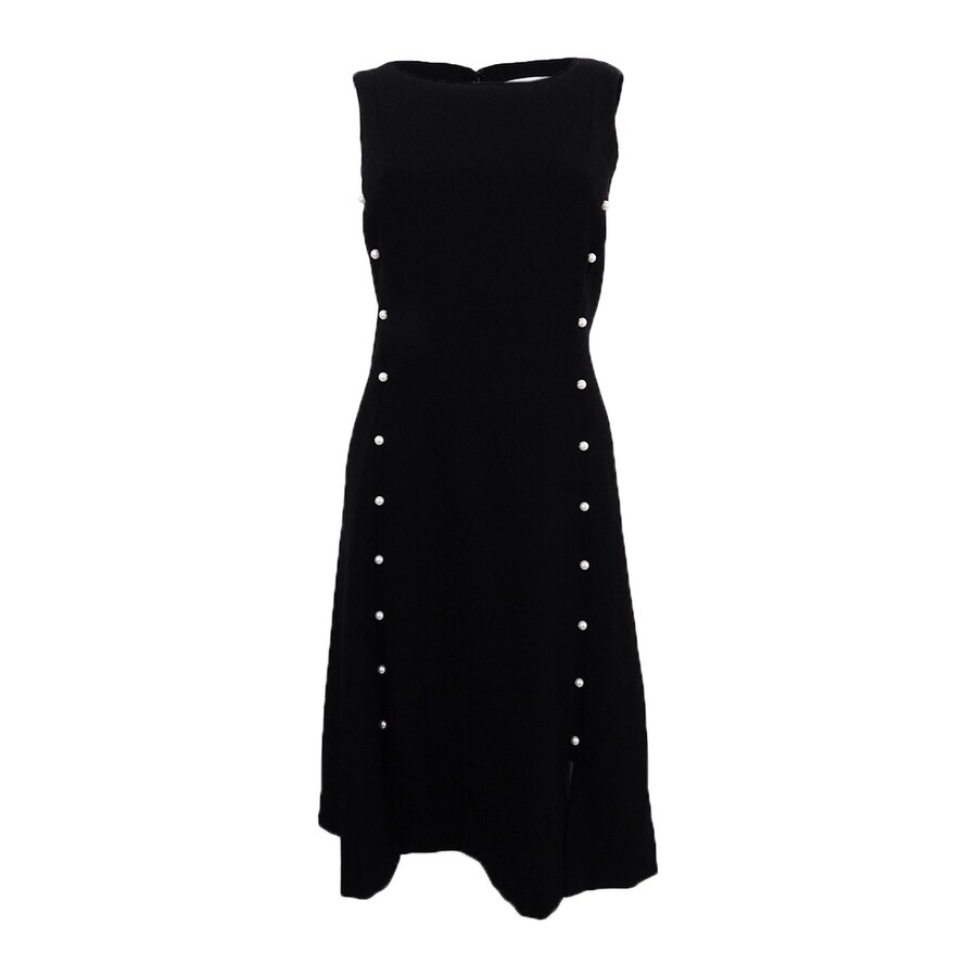 calvin klein black dress with pearl neckline