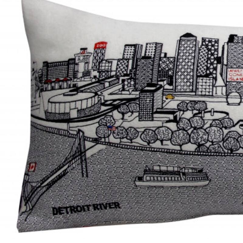 HomeRoots 35" White Detroit Daylight Skyline Lumbar Decorative Pillow