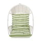 preview thumbnail 14 of 14, Greystone Outdoor/Indoor Wicker Hanging Chair w/8-foot Chain by Christopher Knight Home White + Green