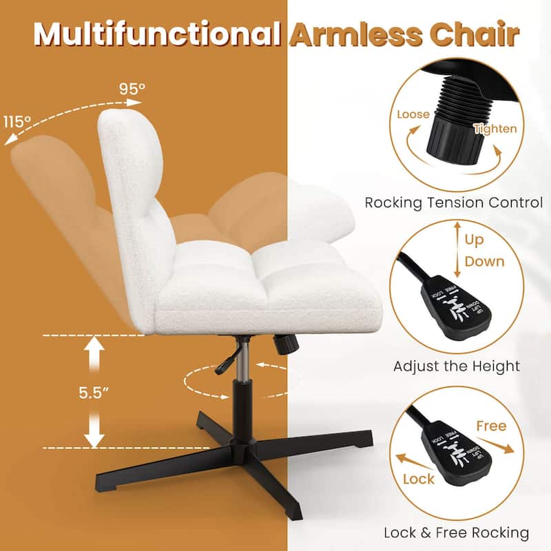 Costway Armless Office Chair with Adjustable Height Rotation Soft Faux - See Details