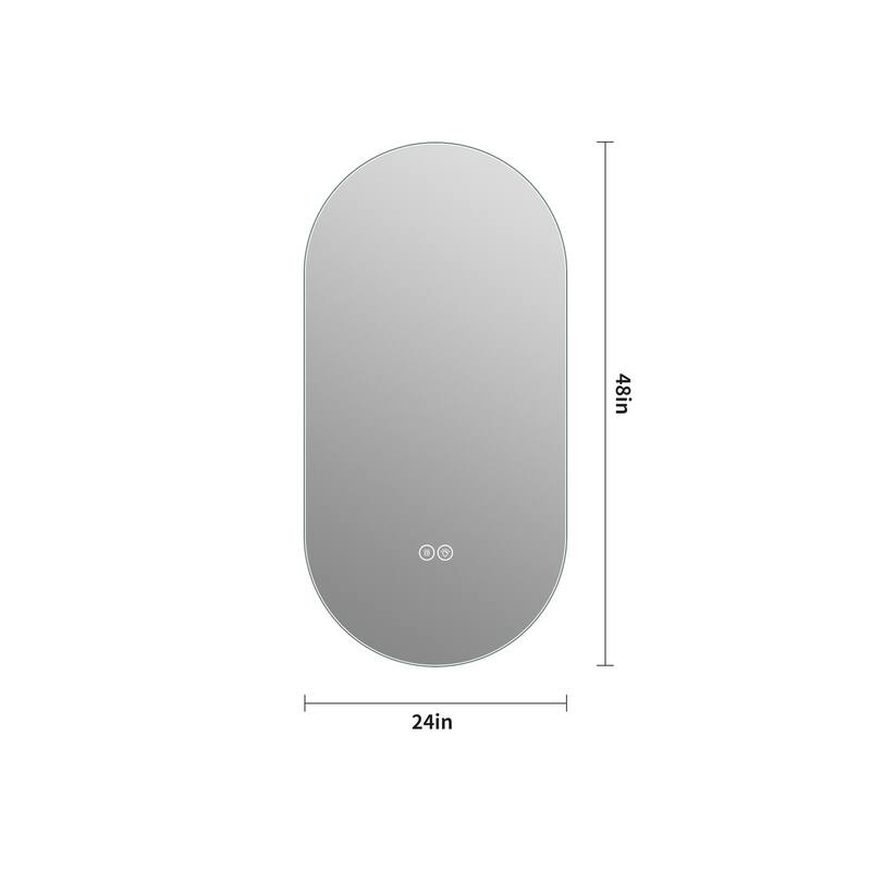 48*24 inch Smart Wall Mounted LED Touch Screen Anti-fog Mirror Bathroom Mirror, Barber Shop Mirror - Antique Silver