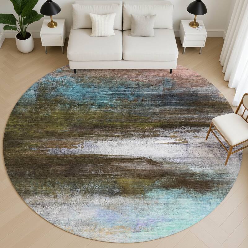 Premium Washable Super Soft Modern Abstract Mayfield Rug - Brown - 8' x 8'