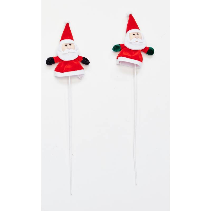 5" Christmas Santa on 12" Pick, 2 Assorted, Set of 6 - 5
