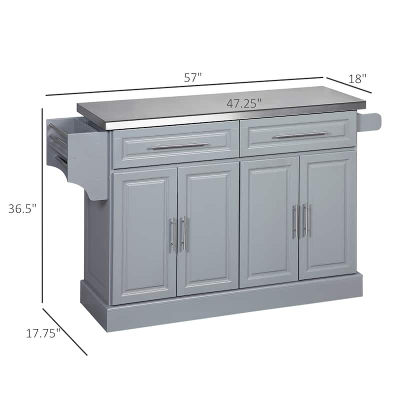 Rolling Kitchen Island With Storage(no include stool)