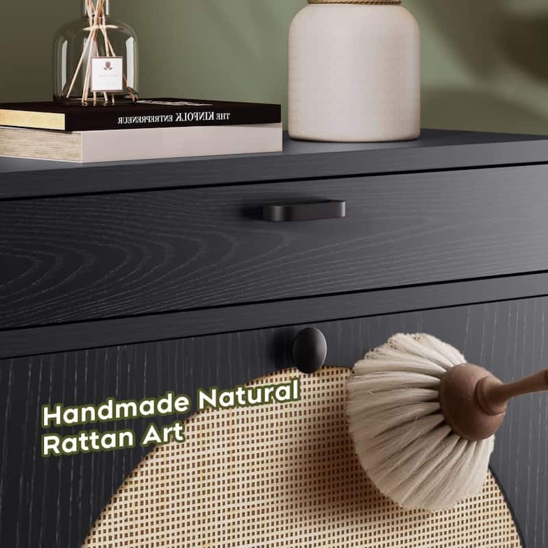 Boho Natural Rattan Shoe Storage Cabinet