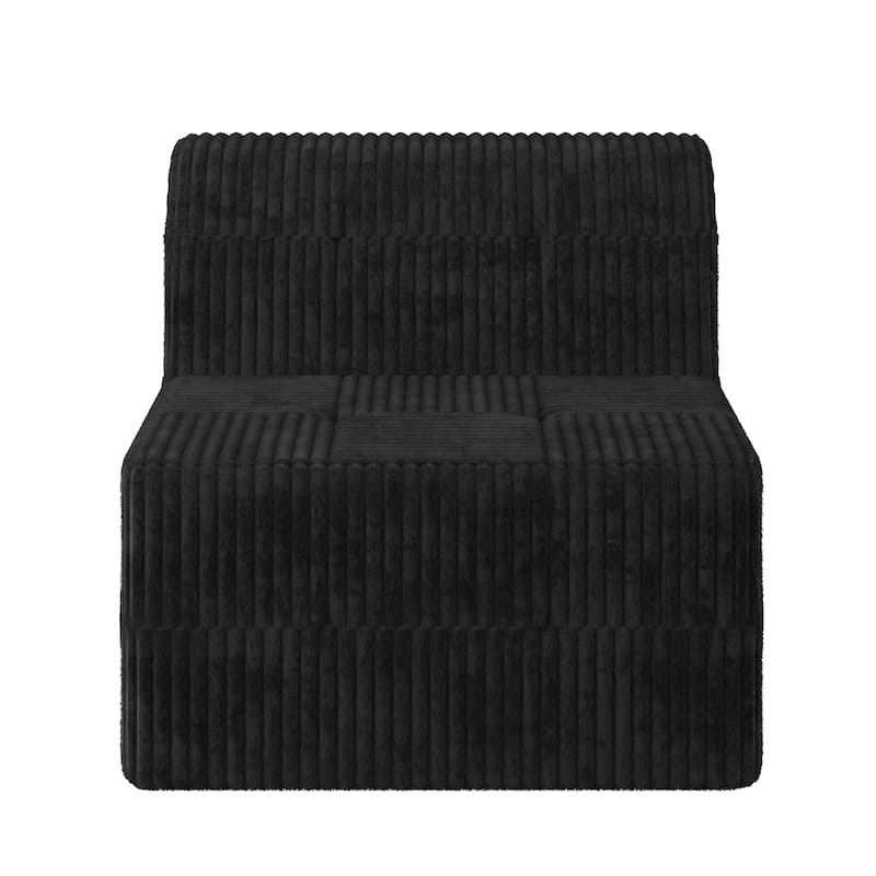 130.32" 7-Seat Modular L-Shaped Sectional Sofa with Sleeper Function, Corduroy Upholstery and No Assembly Required