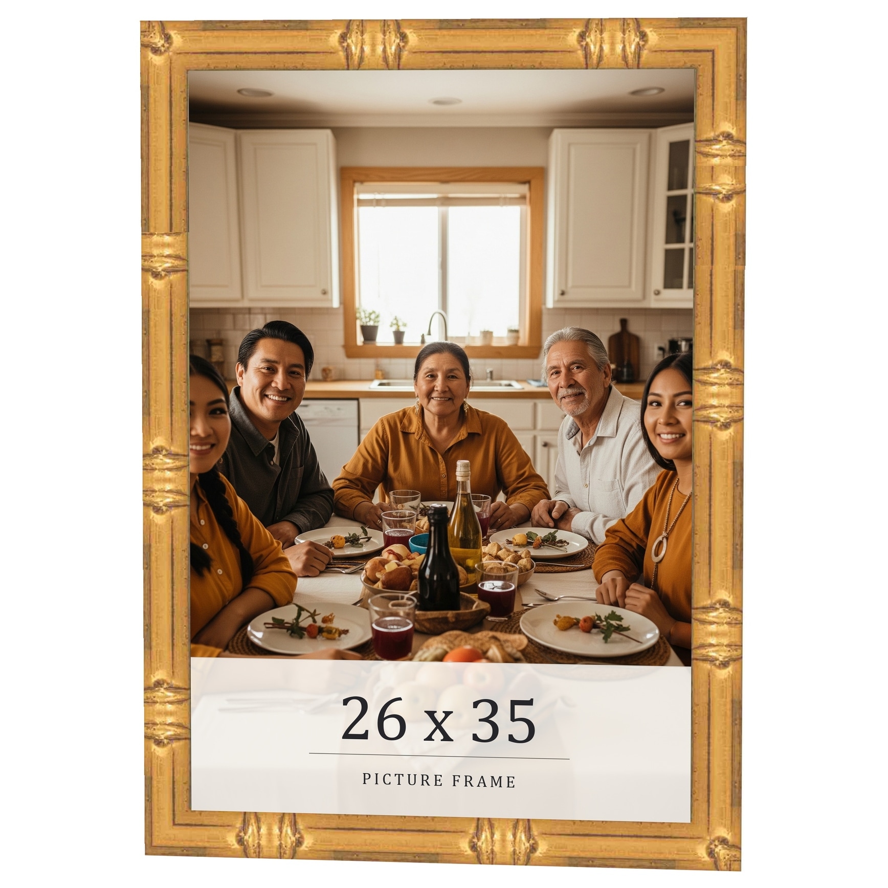 26x35 Frame Gold Bamboo Solid Wood Picture Frame | 1 Inch Moulding