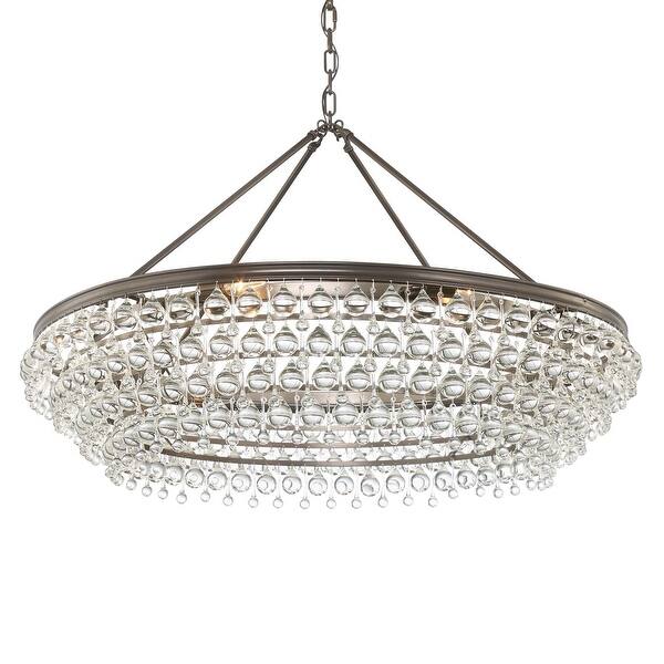 slide 2 of 7, Calypso 8 Light Crystal Teardrop Vibrant Bronze Chandelier - 40'' W x 25.75'' H