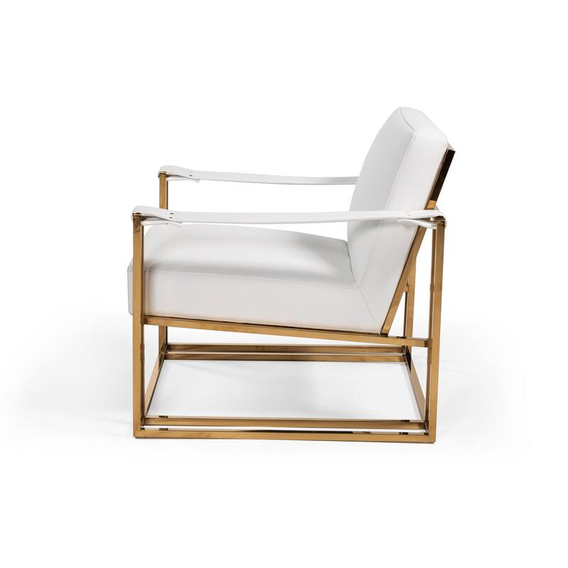 Modrest Larson Modern White Leatherette & Gold Accent Chair