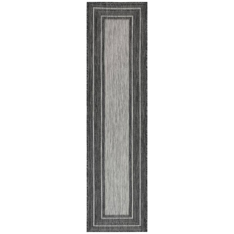 Liora Manne Carmel Multi Border Indoor/ Outdoor Area Rug - 1'11" x 7'6" - Black