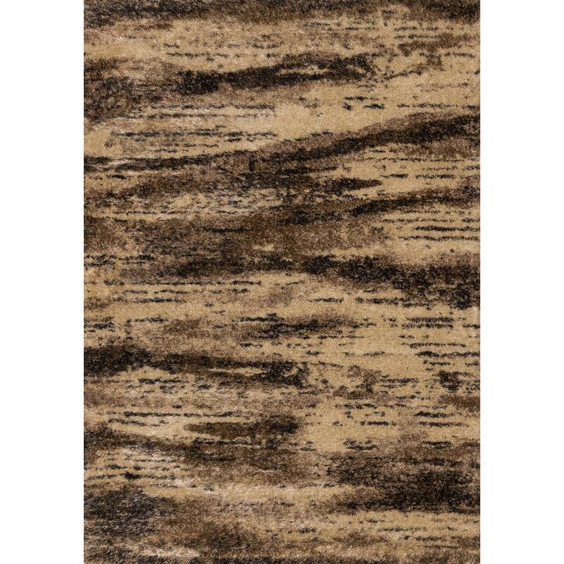 Brown Black Beige Distressed Soft Shag Rug