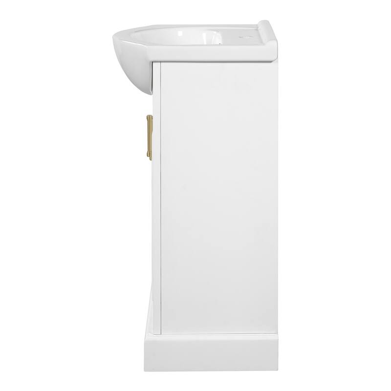 20" Freestanding Bathroom Vanity with White Farmhouse Ceramic Sink - 19.7'' x 13.4'' x 33.4''