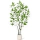 preview thumbnail 1 of 17, 6 FT Artificial Eucalyptus Tree with Round Leaves,Realistic Fake Indoor Outdoor Plant in White Pot White - 6ft