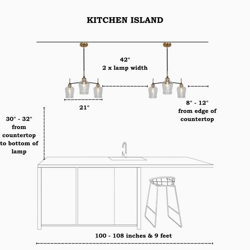 Modern Farmhouse 3/5-Light Black Gold Chandelier Clear Glass Kitchen Island Pendant Lighting for Dinning Room