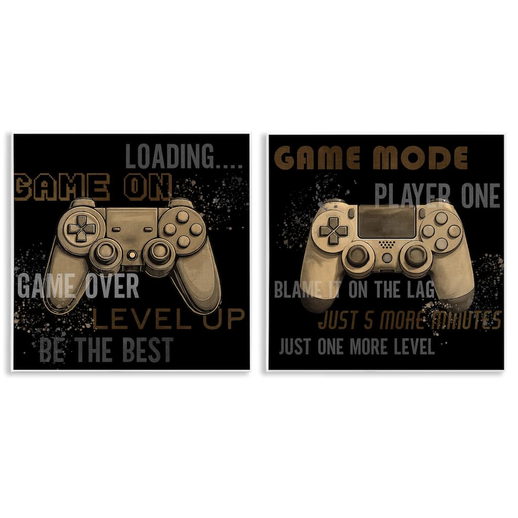 Stupell Vintage Game Controls & Phrases Wall Plaque Art Design By Kim Allen (Set of 2)