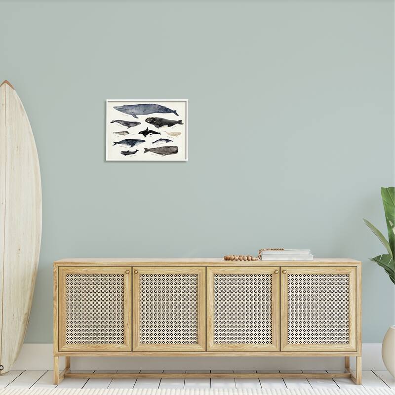 Stupell Vintage Nautical Chart of Whales Ocean LifeFramed Giclee Texturized Art by Victoria Barnes