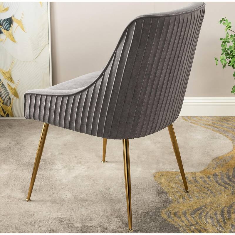 Luxury Velvet Chair with Elegant Scoop Back Design Gold Metal Legs and Soft Upholstery Comfortable Seating