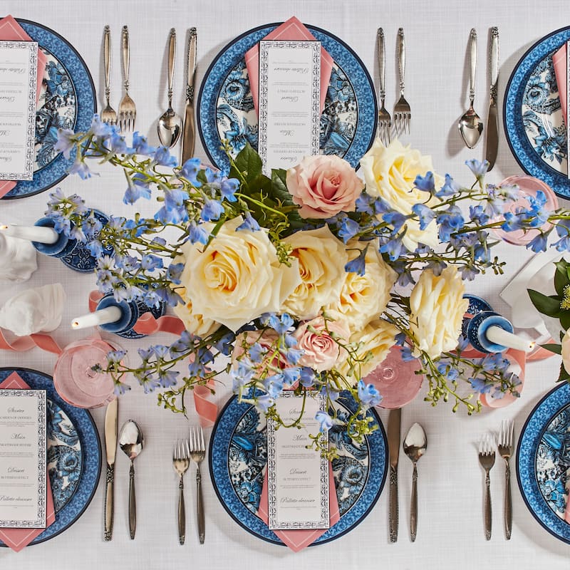 Marchesa Monarcha 4-Piece Porcelain Dinner Plate Set, Blue