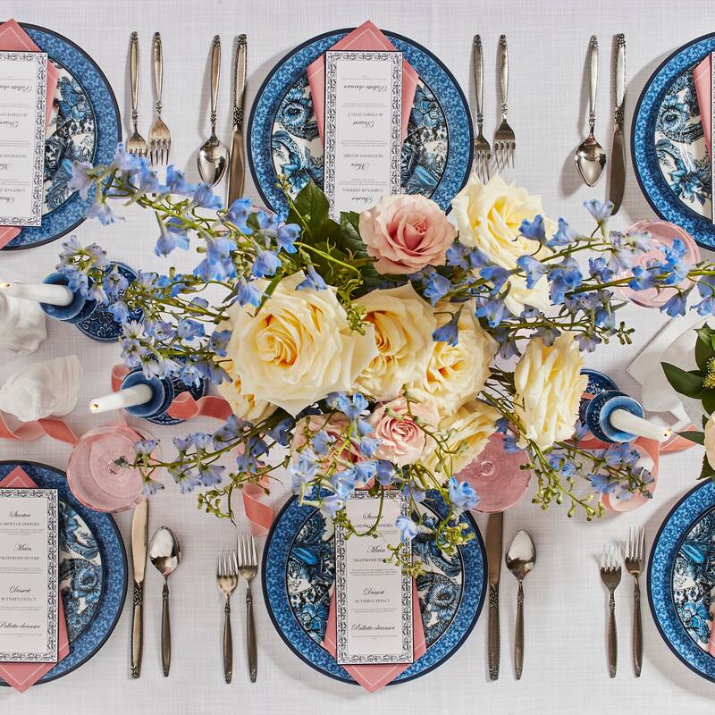 Marchesa Monarcha 4-Piece Porcelain Salad Plate Set, Blue