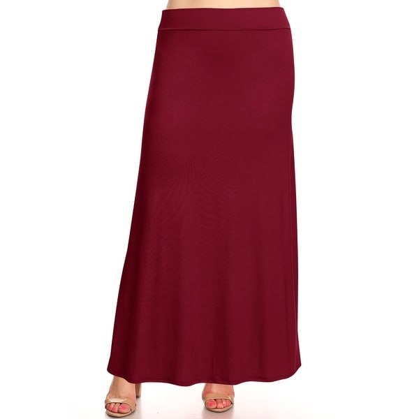 Women's Solid Plus Size Elastic Band Maxi Skirt