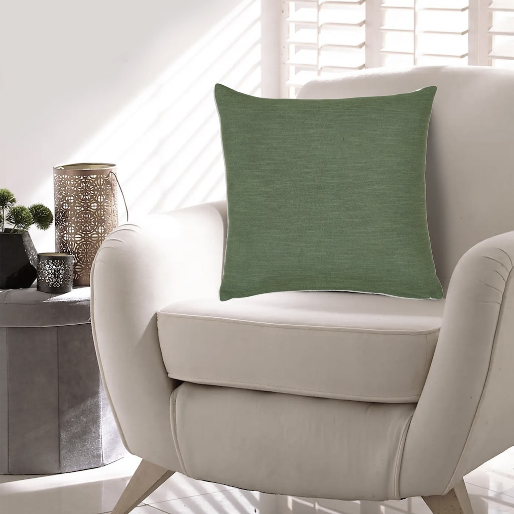 Ina 22 Inch Accent Throw Pillow Set of 4, Square, Green Cotton Linen