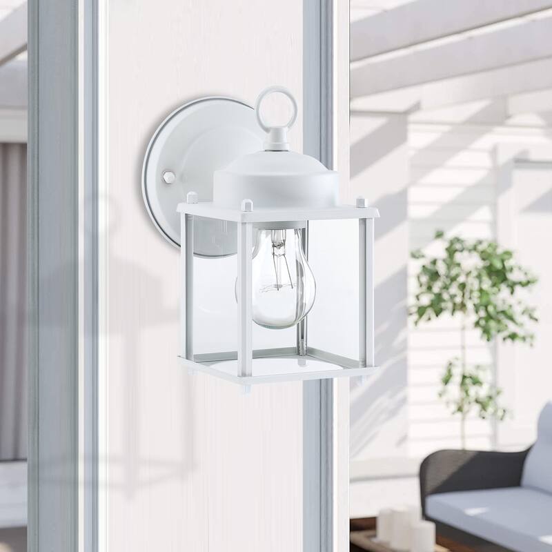 2-pack 1-Light Outdoor Wall Light with Matte Finish and Clear Glass Shade