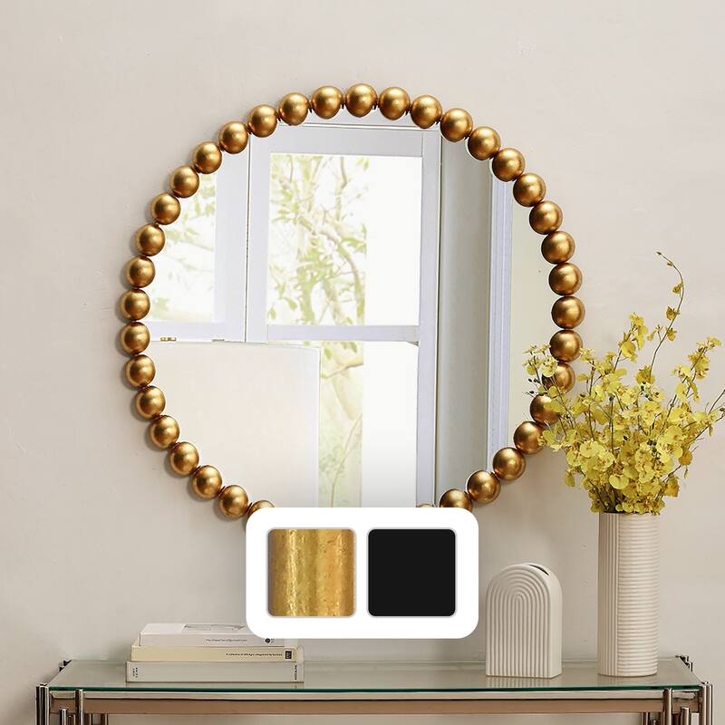 Azalea Park Metal Beaded 36" Round Wall Mirror