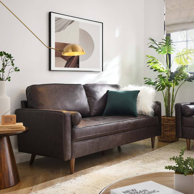 Valour Leather Sofa - Brown