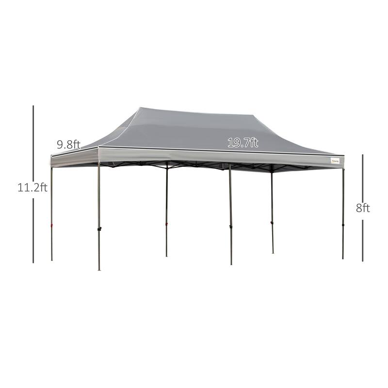 Outsunny 20' x 10' Pop Up Canopy Tent Large Outdoor Shelter with 7 Removable Zippered Sidewalls and Roller Bag