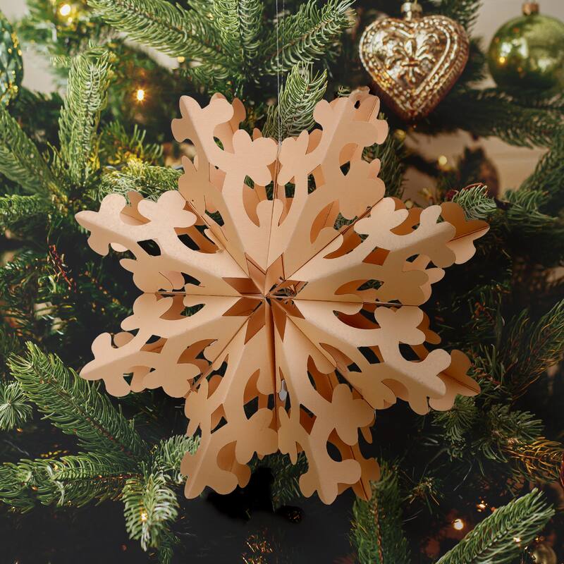 8" Fold Paper Cut Out Snowflake Ornament Set of 2