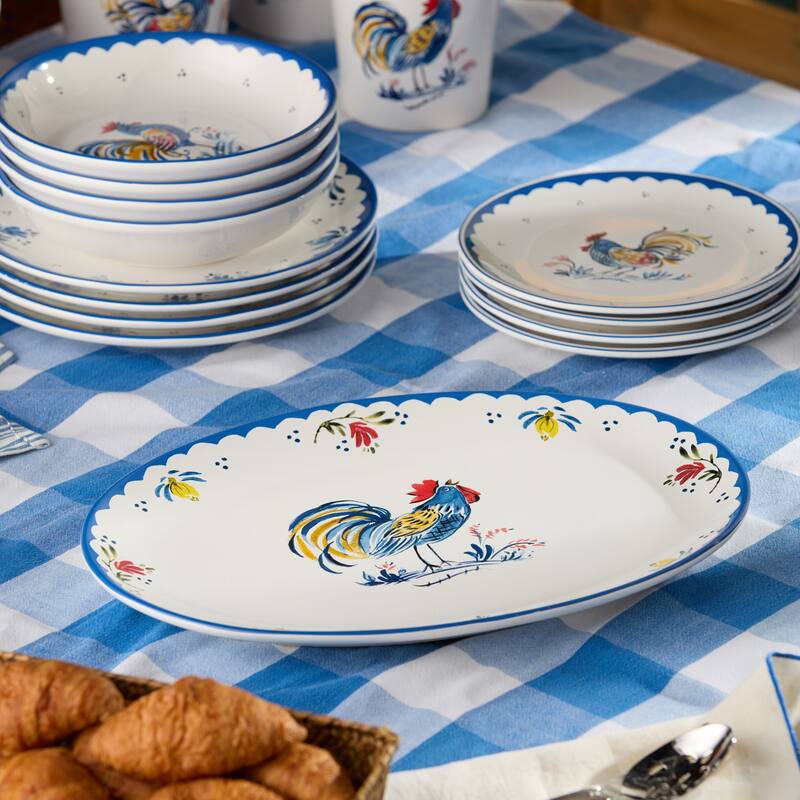 Certified International French Rooster Oval Platter 16" x 12" - 16.00"L x 12.00"W x 1.38"H