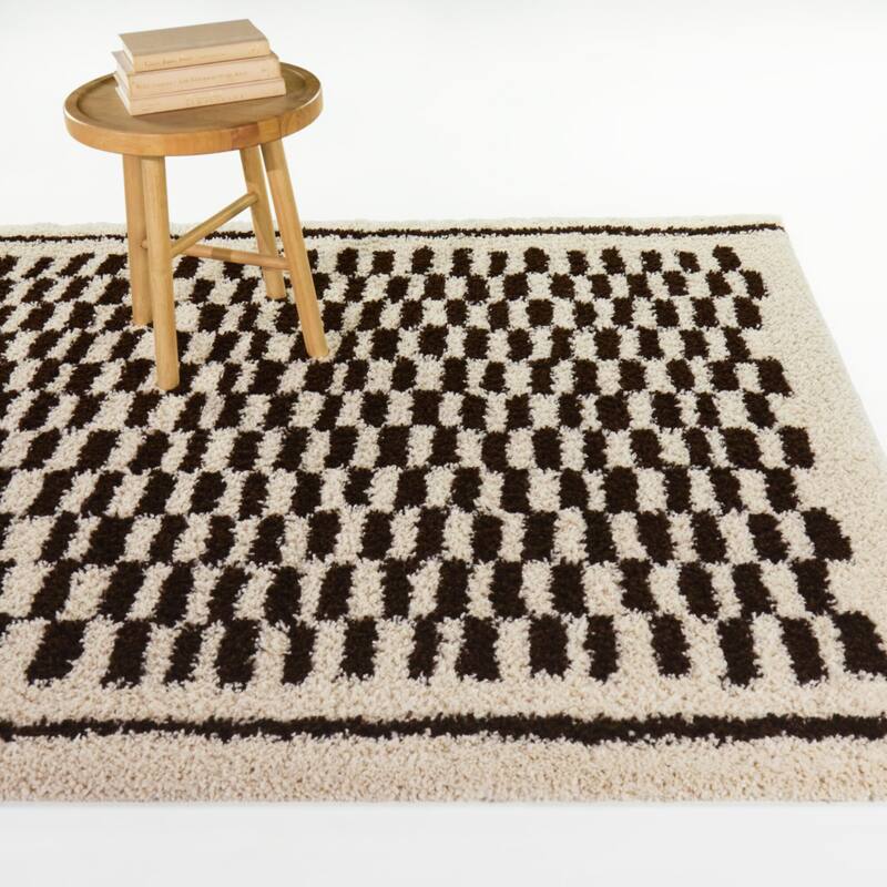 Isabeau Global Checkered Area Rug - Cream - 5'3" x 7'