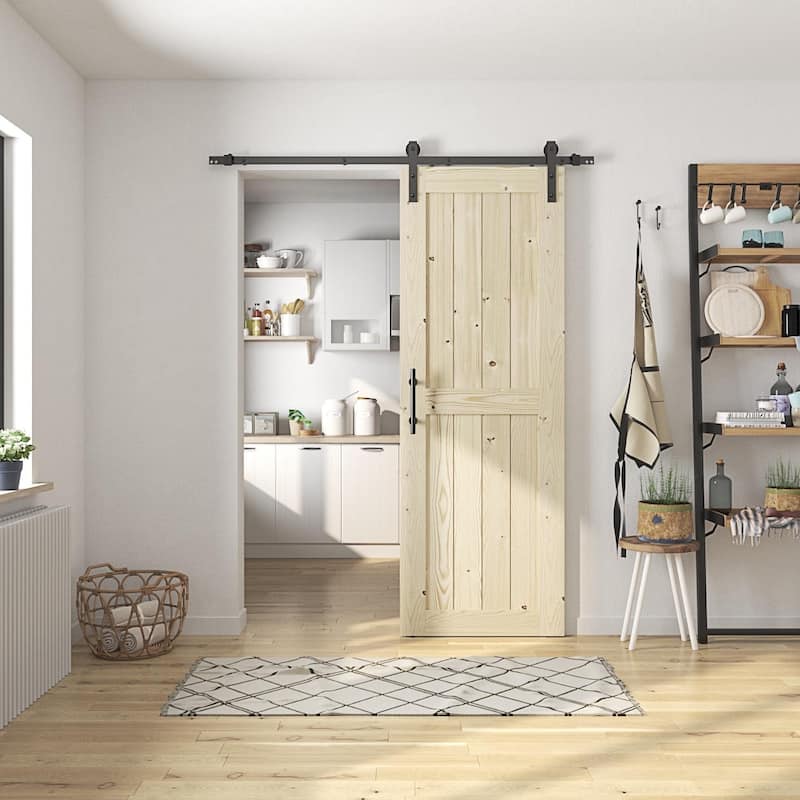Coast Sequoia 30in./32in./36in./42in./48in. x 84in. K Series Knotty Wood Sliding Barn Door With Hardware Kit - Unfinished