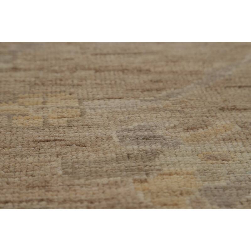 Hand Knotted Oriental 100% Wool Carpet Transitional All-Over Brown Oushak Area Rug - 13' 9'' X 10' 3''