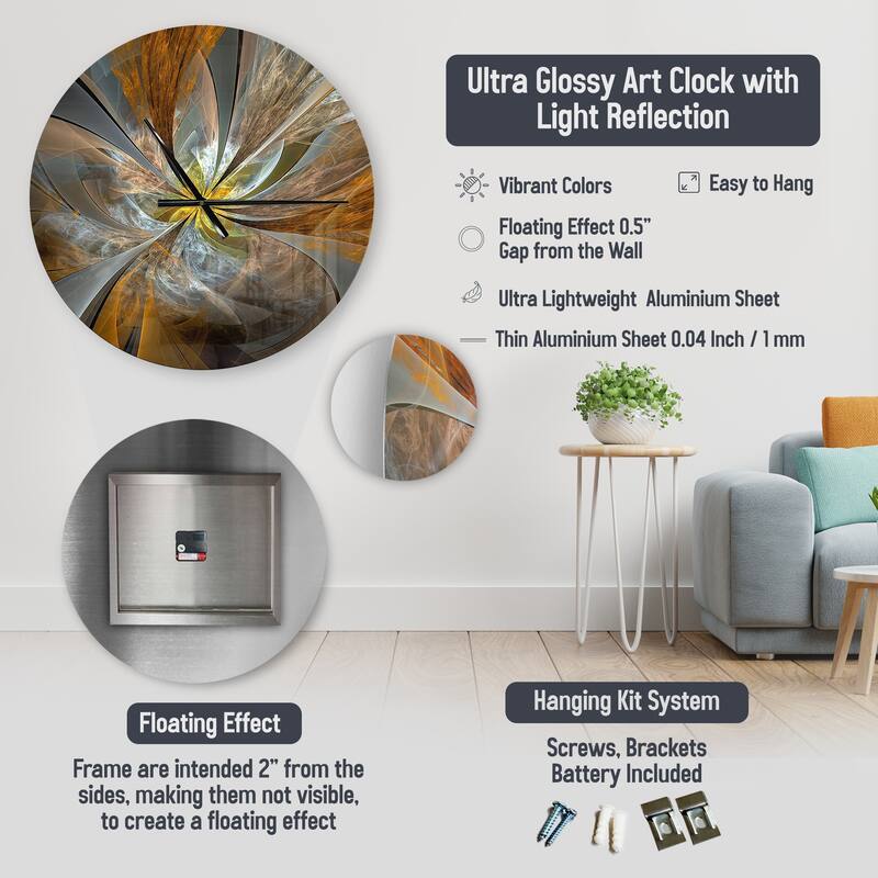 Designart "Mid-Century New Balance Abstract Geometrics III" Modern Midcentury Oversized Wall Clock
