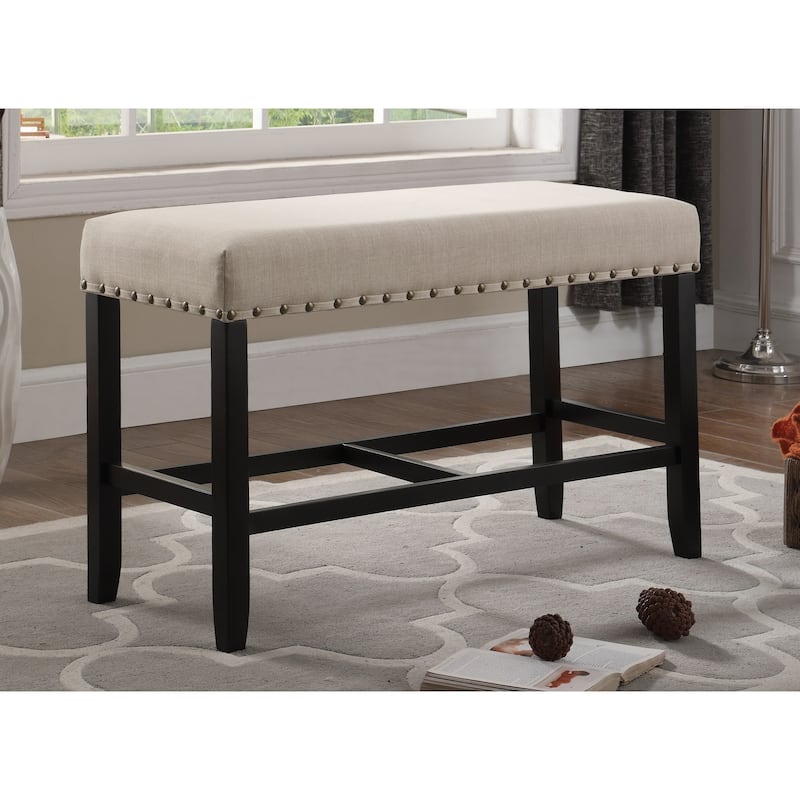 Biony Fabric Counter Height Dining Bench with Nailhead Trim