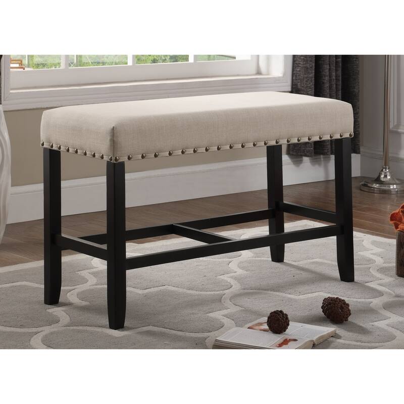 Characteristic Entryway Footrest Bench Indoor Bench with Nailhead Trim, Leisure Stool Dining Bench with Wooden Legs - Tan