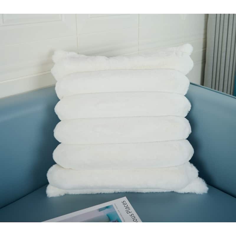 Madrid Collection Ultra Soft Ribbed Faux Fur Throw Pillow