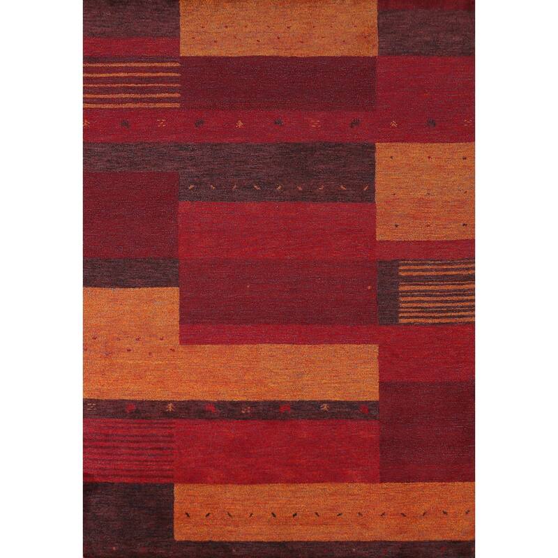 Geometric Gabbeh Indian Area Rug Hand-Tufted Multi-Color Wool Carpet - 5'3" x 7'7"