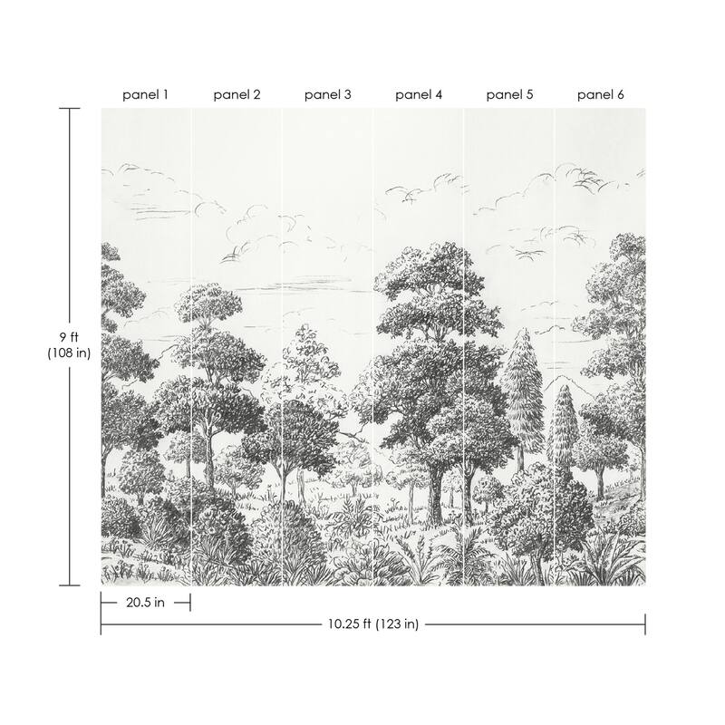 WallPops Scott Living Sylva Black Self Adhesive Mural - N/A