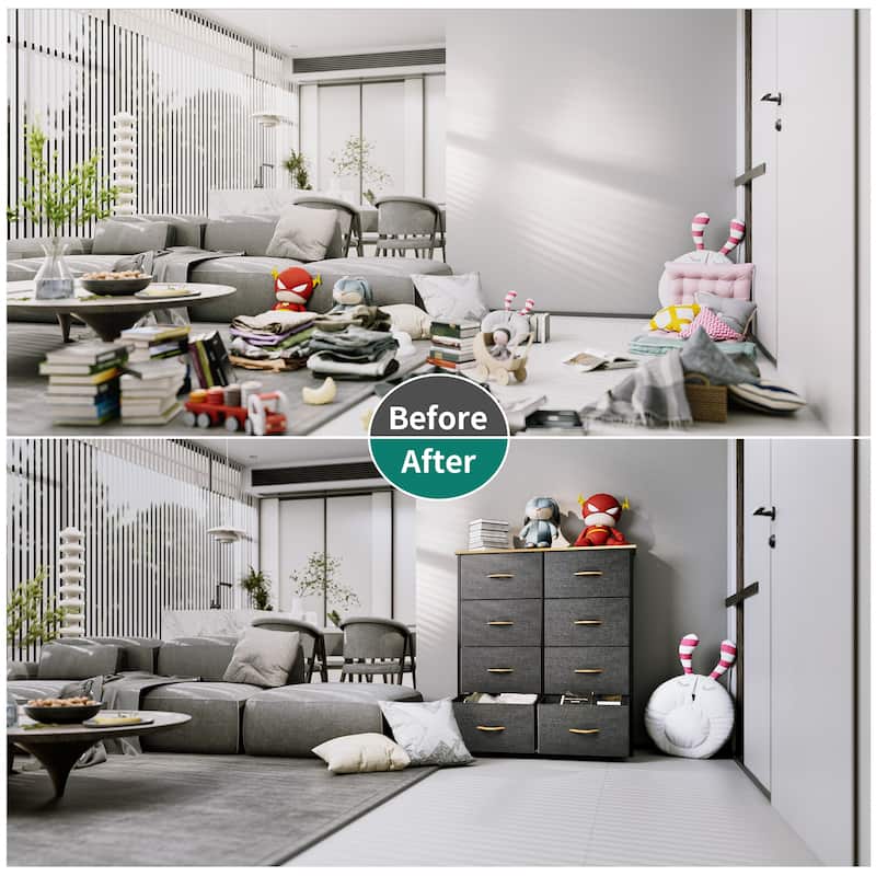 Modern 8-drawers Vertical Fabric Dresser Bedroom Storage Tower