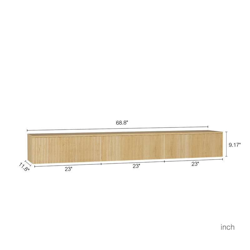 Floating TV Stand Wall Mounted with 16 Color LEDs, Floating TV Cabinet Entertainment Center for 55 60 65 Inch TV