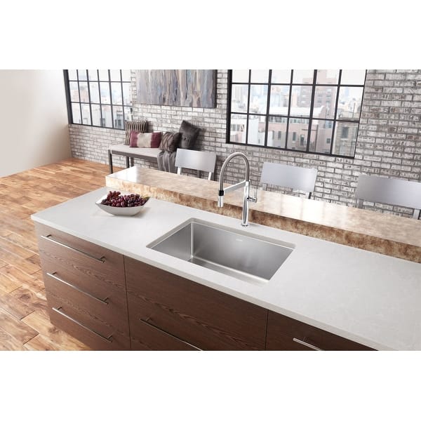 Blanco 521484 Quatrus 28 Single Basin Stainless Steel Kitchen Sink Satin Overstock 18660723 Stainless steel kitchen sink twin bowl, blanco brand. overstock com