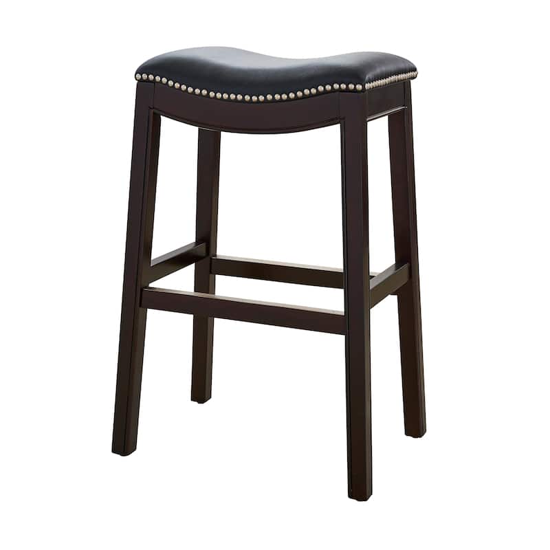 Julian 31" Espresso Bar Stool with Black Faux Leather Seat