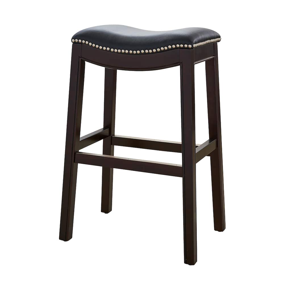 Julian 31" Espresso Bar Stool with Black Faux Leather Seat