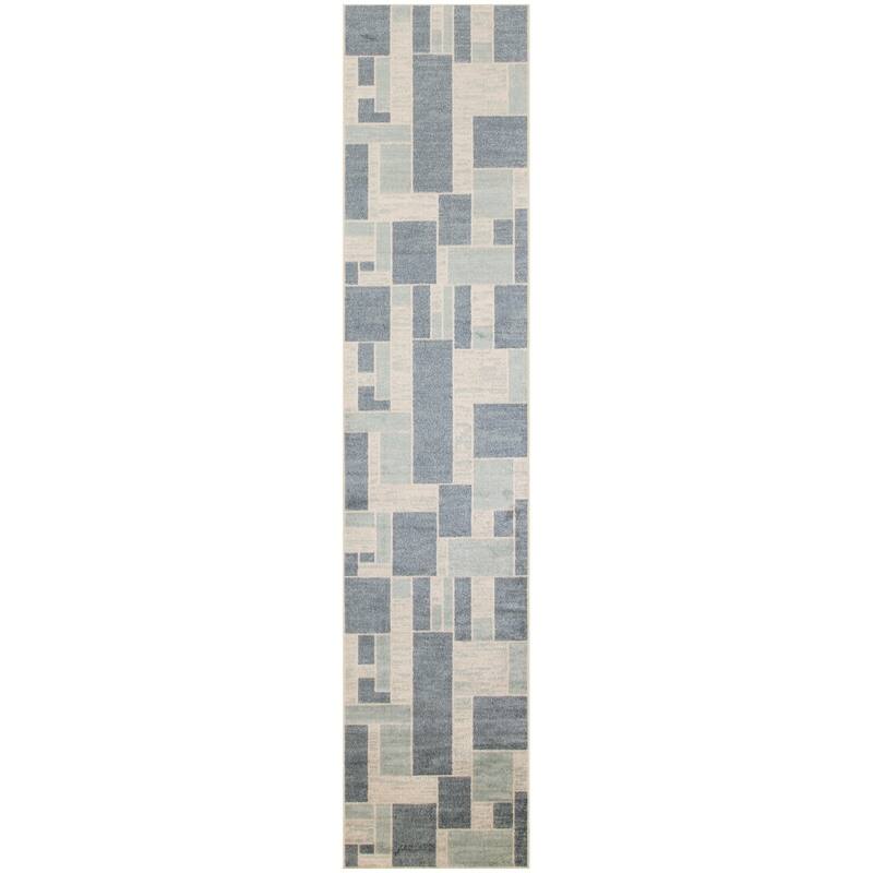 Midi Power Loomed Geometric Low Pile Area Rug By HomeRoots - 96' X '26' X '0.25