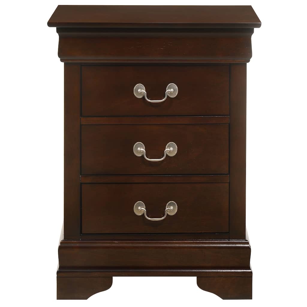 Modern 3-Drawer Nightstand - Bedside Table with Metal Handles - 29" Height